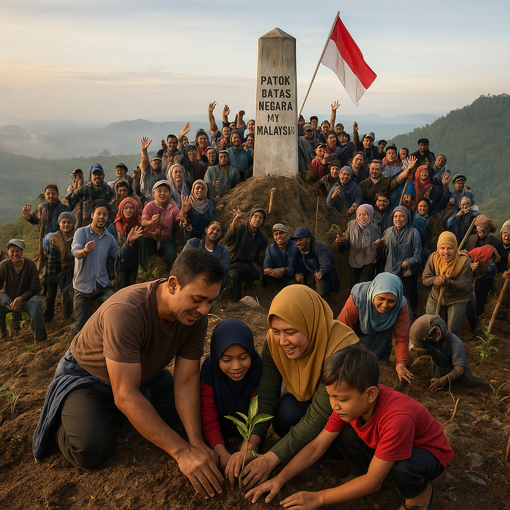 Warga Liang Bunyu Antusias dan Bangga Diajak Tanam Pohon di Puncak Patok Batas Negara