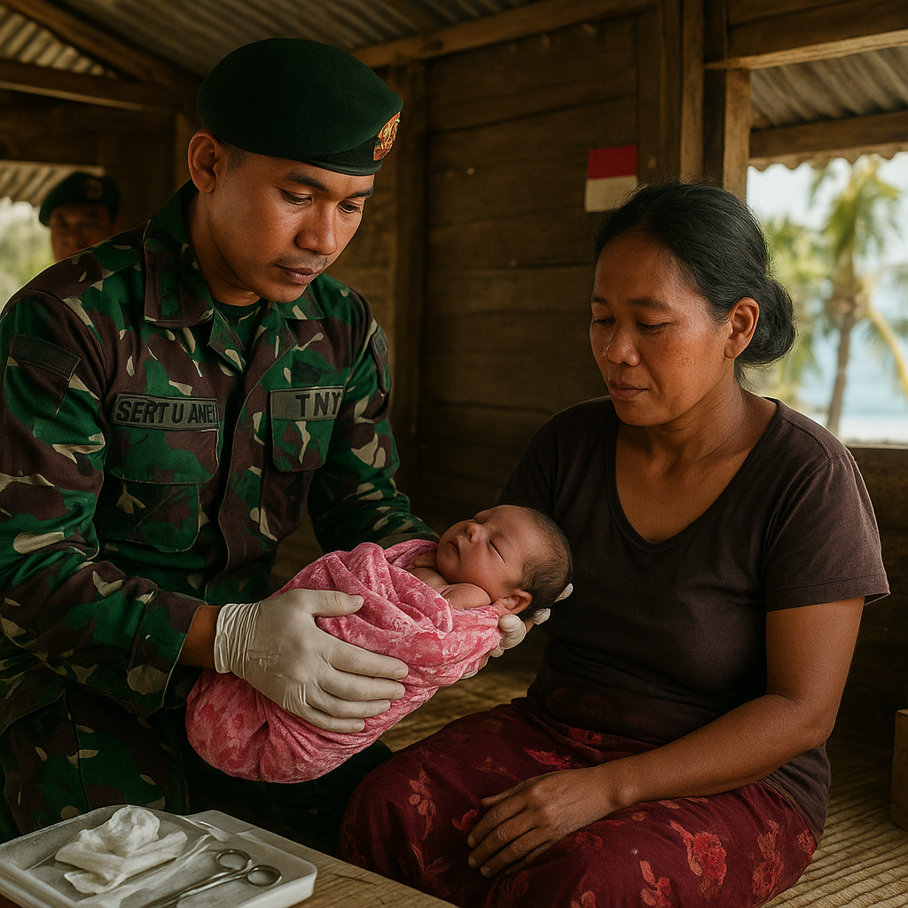 Prajurit TNI Bantu Persalinan Ibu Hamil di Pos Terdepan Pulau Marampit