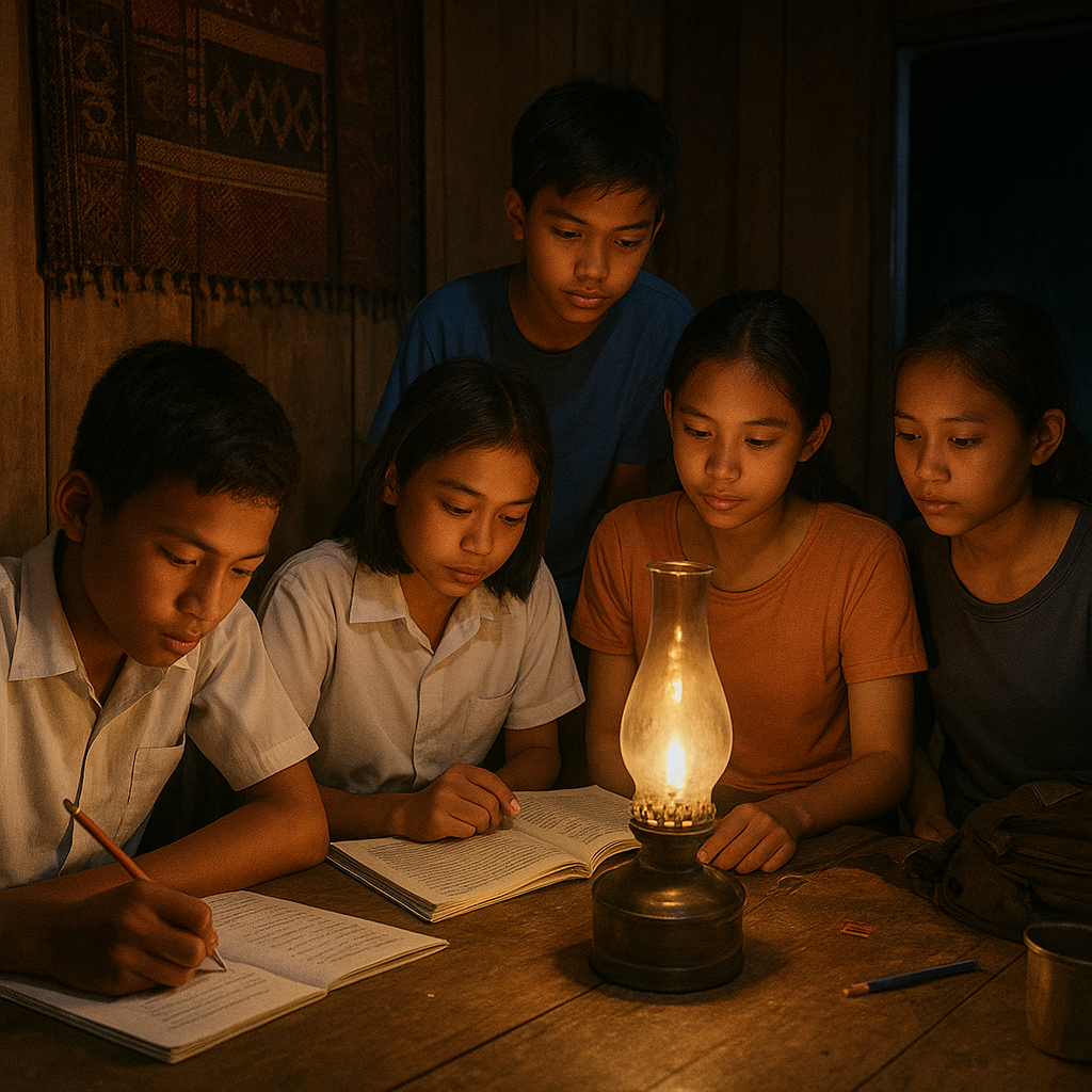 Listrik 4 Jam Sehari, Pelajar Perbatasan Mamboro Gunakan Lampu Minyak untuk Belajar Malam