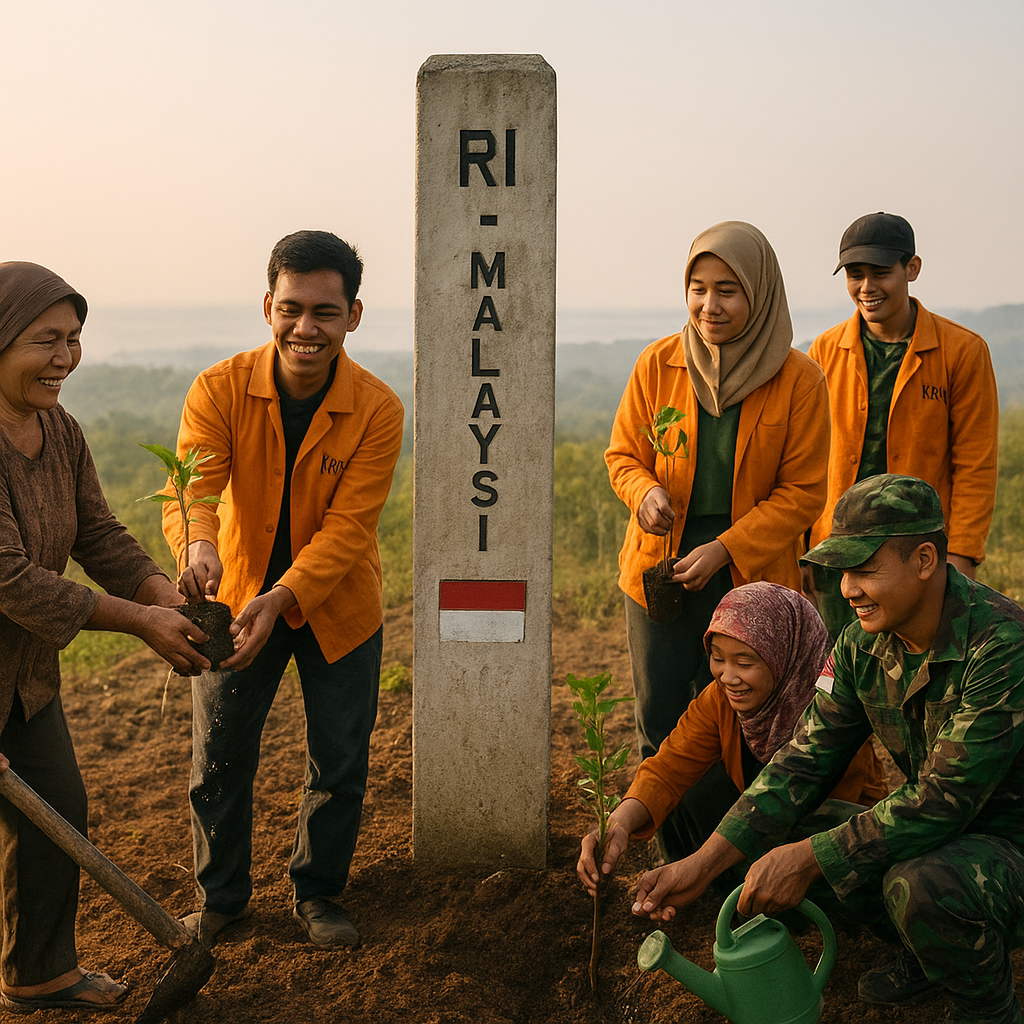 Warga Liang Bunyu Bangga Menanam Pohon di Puncak Patok Batas RI-Malaysia