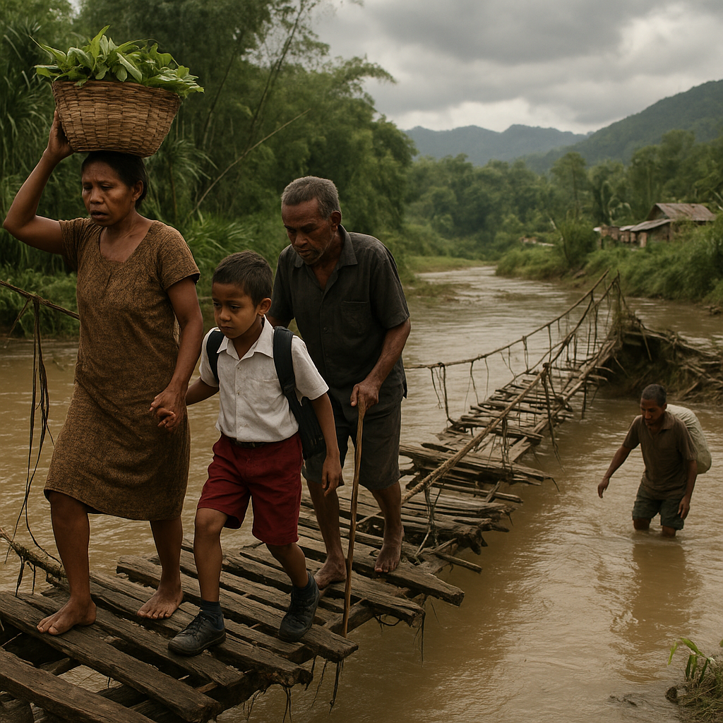 Warga Perbatasan Papua Barat Menanti Jembatan Penghubung Antar Desa yang Rusak Parah