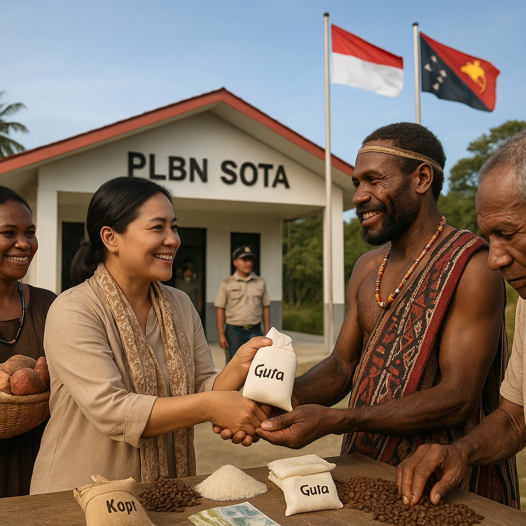 Potret Interaksi Warga RI dan Suku Kanum PNG di PLBN Sota: Persaudaraan di Atas Garis Batas