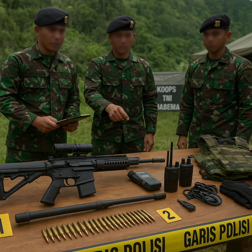 Koops TNI Habema Amankan Senjata dan Peralatan KKB di Intan Jaya