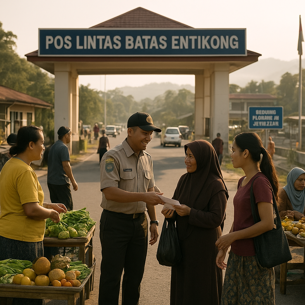 Pagi di Pos Lintas Batas Entikong: Aktivitas Warga dan Pedagang Kembali Menggeliat
