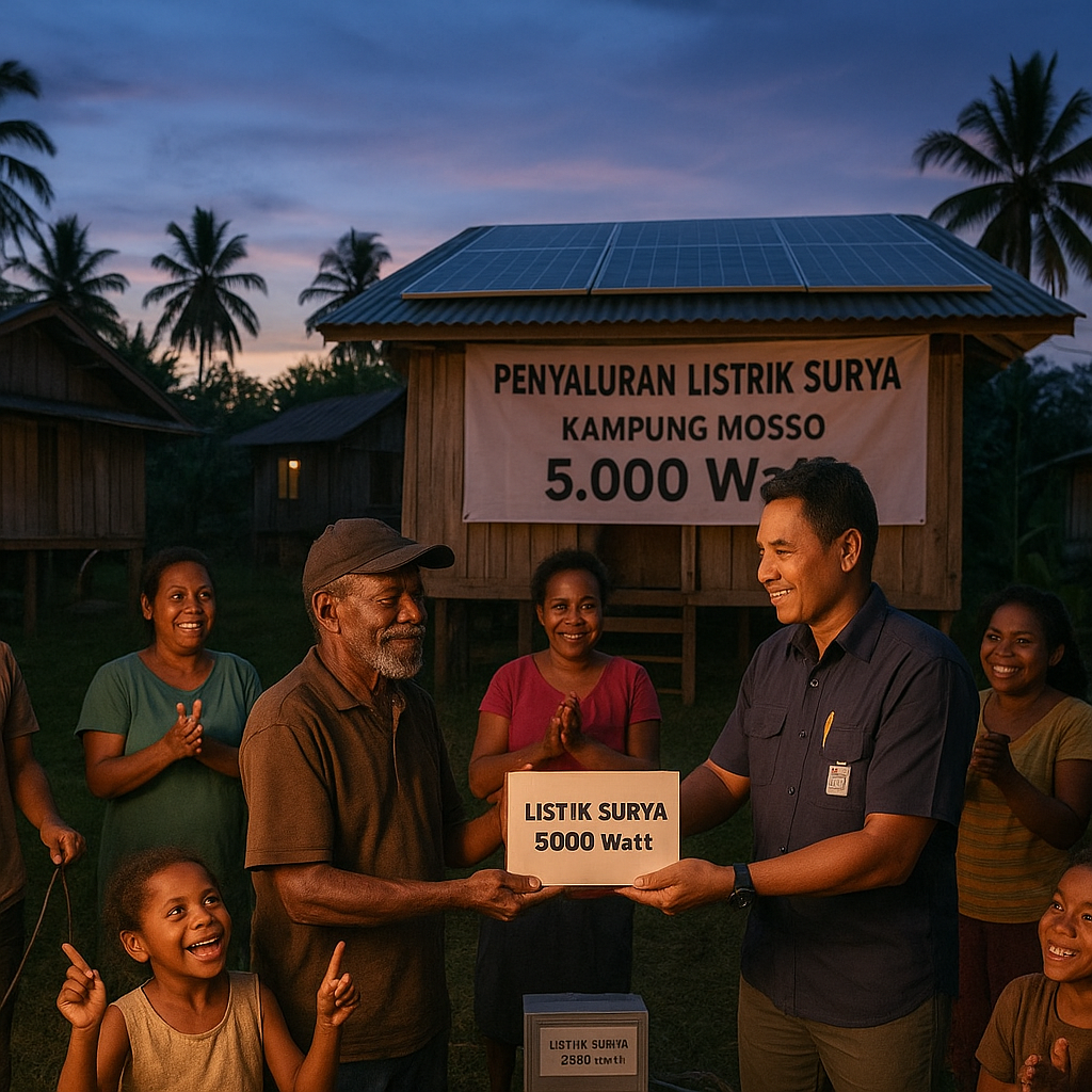 Kampung Mosso di Papua Kini Terang Listrik Surya setelah 20 Tahun Gelap Gulita