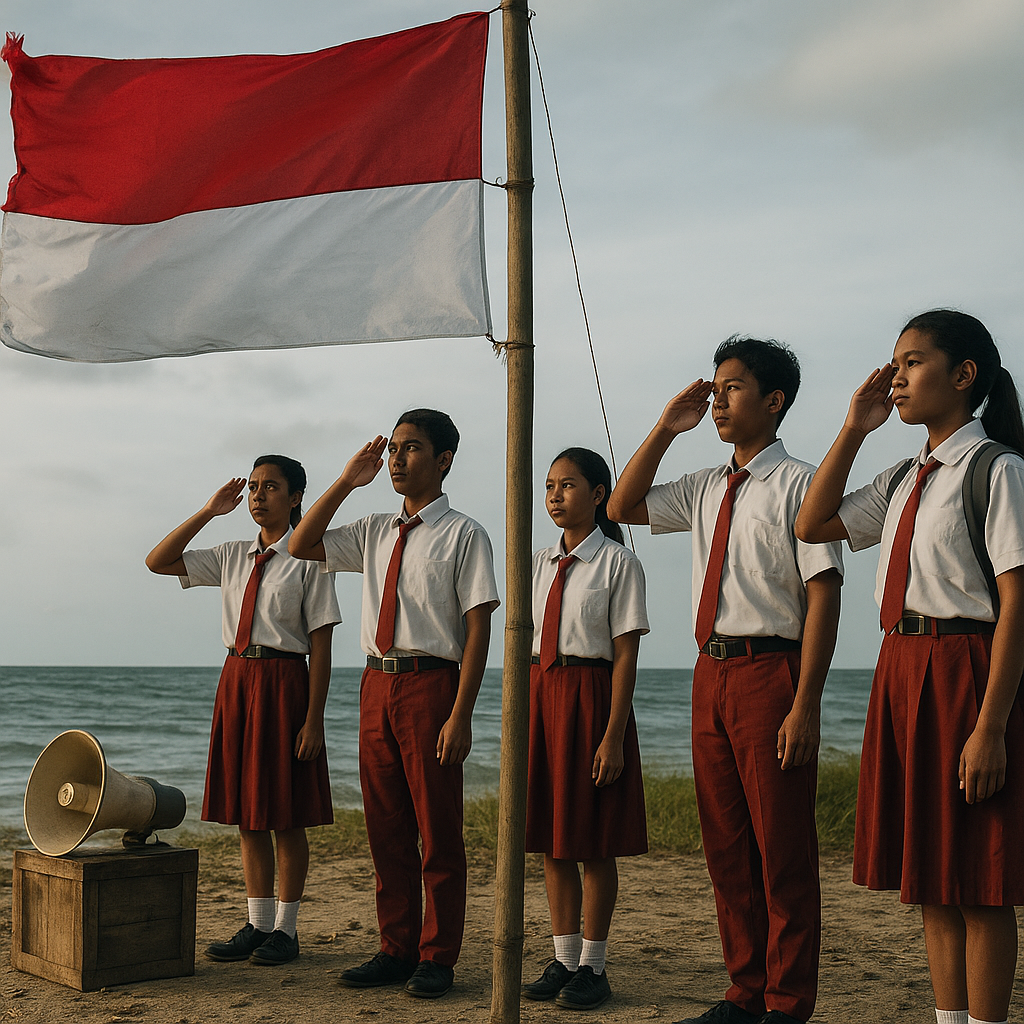 Bendera di Pulau Sebatik: Pelajar Mengibarkan Merah Putih di Tanah Perbatasan