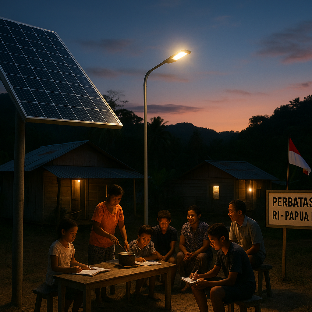 Lampu di Ujung Senja: PLTS Terangi Perbatasan RI-Papua Nugini