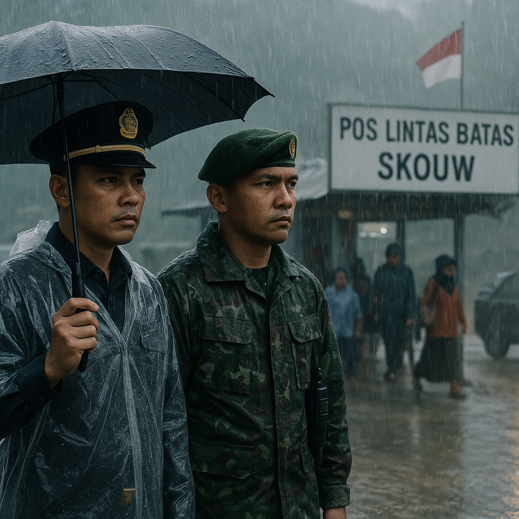 Hujan Deras di Pos Lintas Batas Skouw, Petugas Jaga Tetap Siaga
