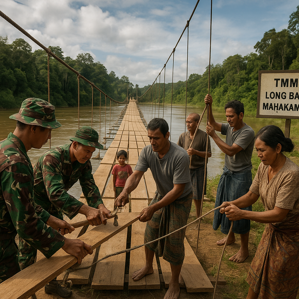 TNI Manunggal Membangun Desa Perbatasan di Long Bagun, Mahakam Ulu