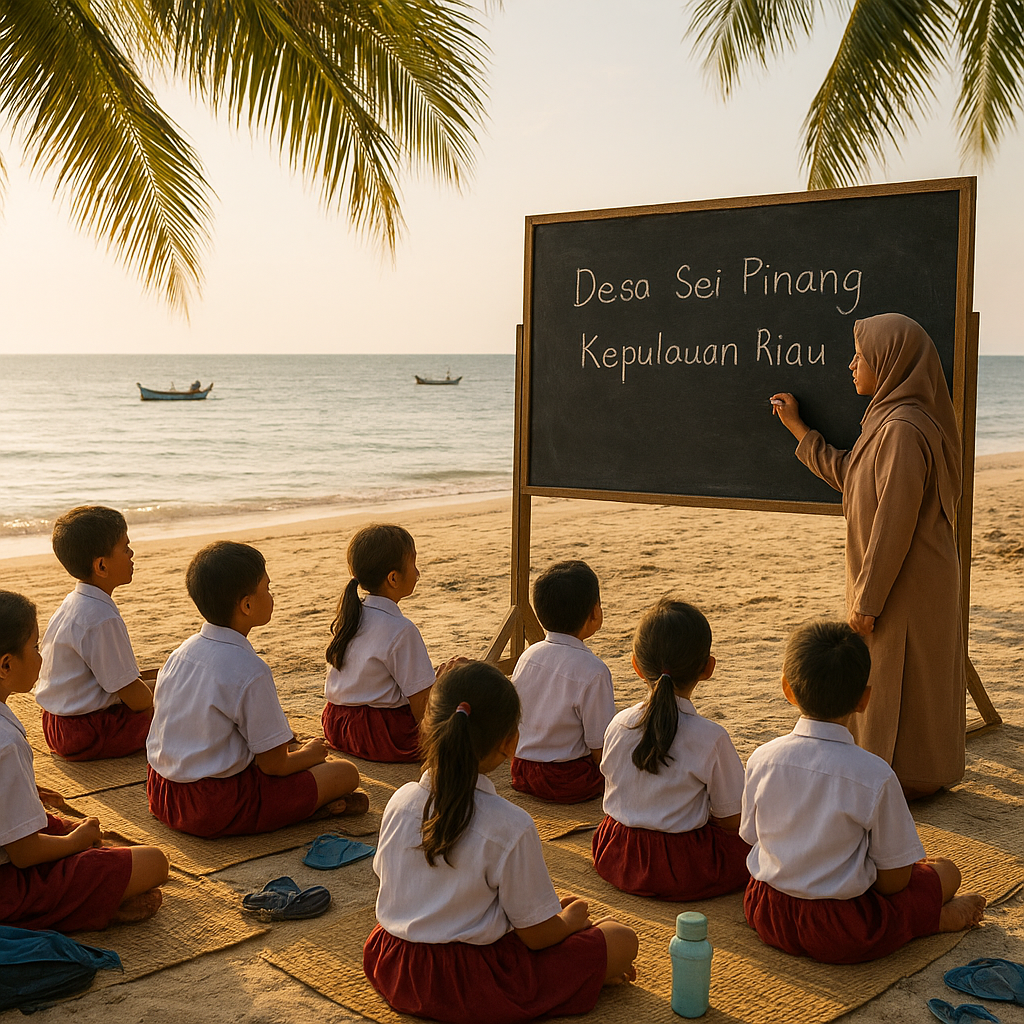 Anak-Anak Perbatasan di Kepulauan Riau Belajar Sambil Memandang Laut Lepas