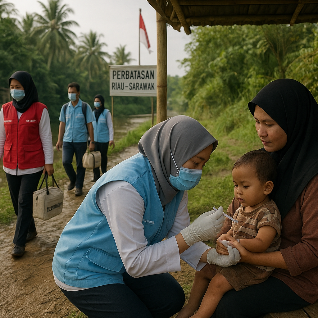 Posyandu Berjalan Kaki: Menyusuri Perbatasan Riau-Sarawak Demi Imunisasi