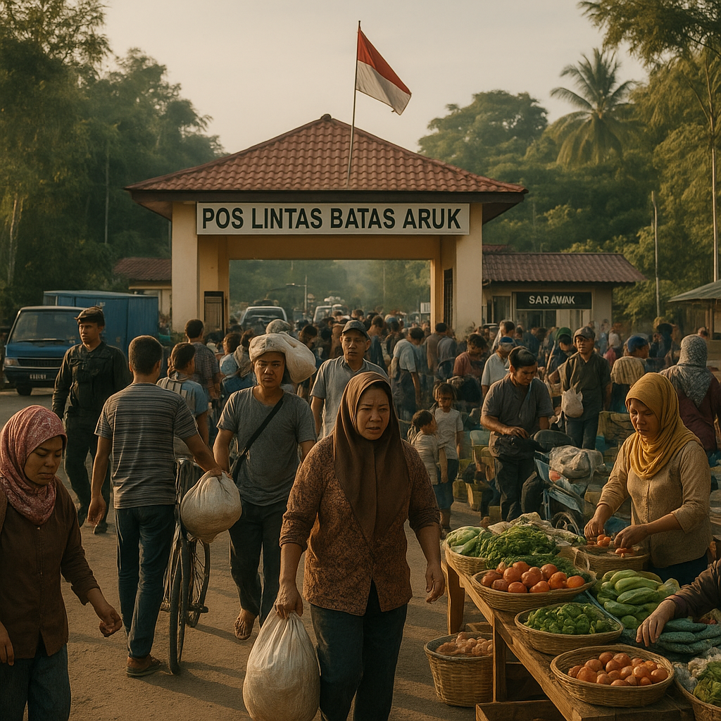 Potret Lalu Lintas Warga di Pos Lintas Batas Aruk, Khatulistiwa yang Menyimpan Cerita