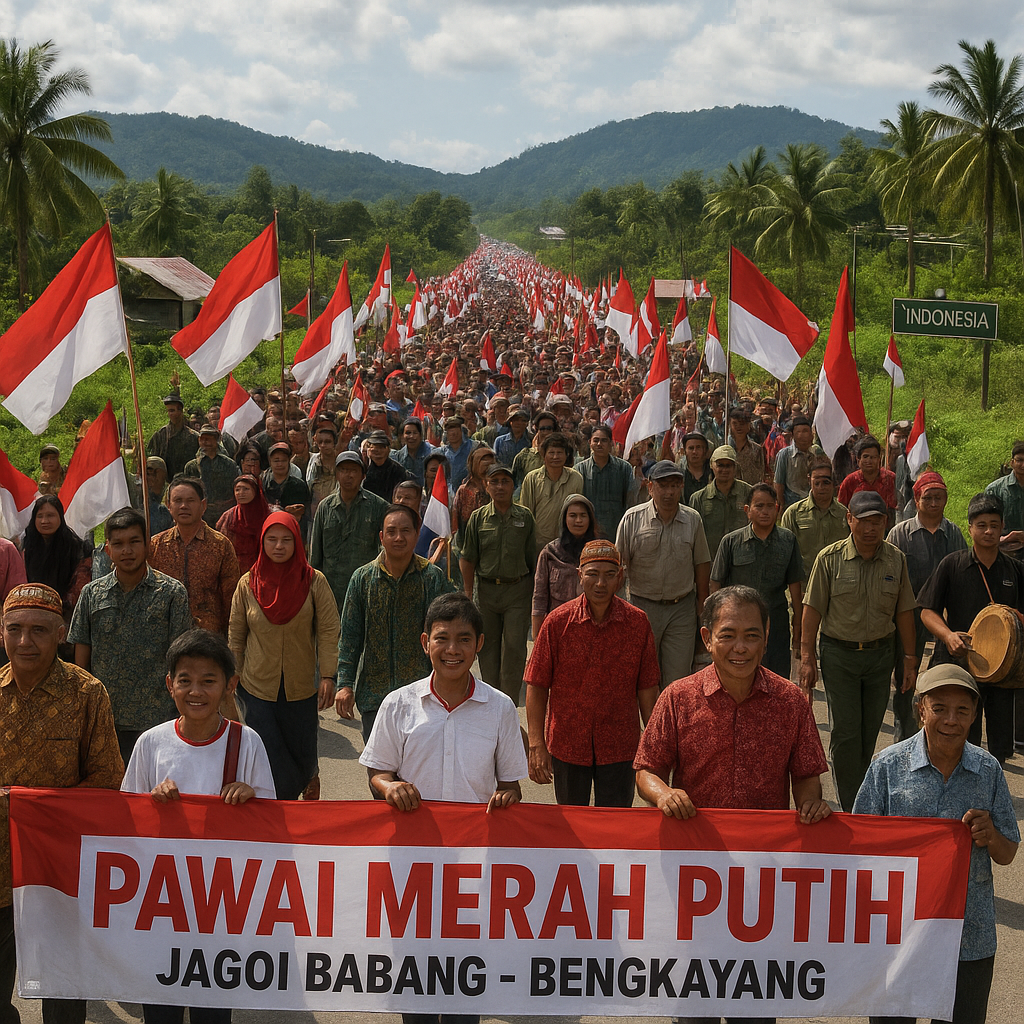 Dari Jagoi Babang, Semangat Nasionalisme Berkobar lewat Pawai Merah Putih