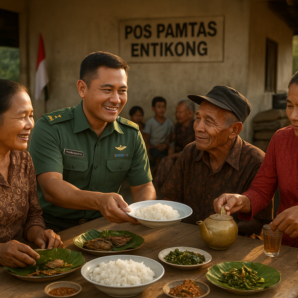 Makan Patungan, Perwira dan Warga Perbatasan Jaga Keharmonisan
