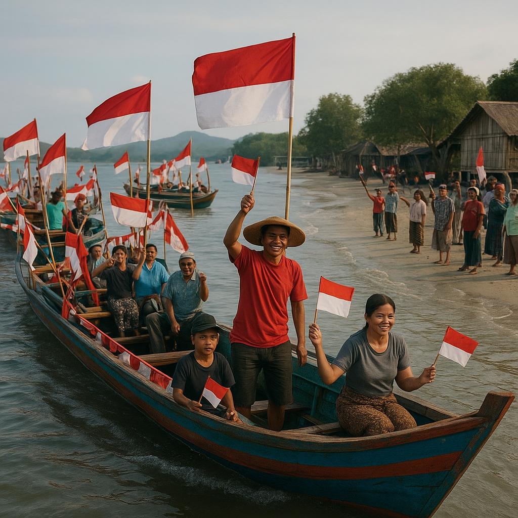 Merah Putih di Kecamatan Sebatik Tengah: Warga Rayakan Hari Kesaktian Pancasila dengan Pawai Perahu