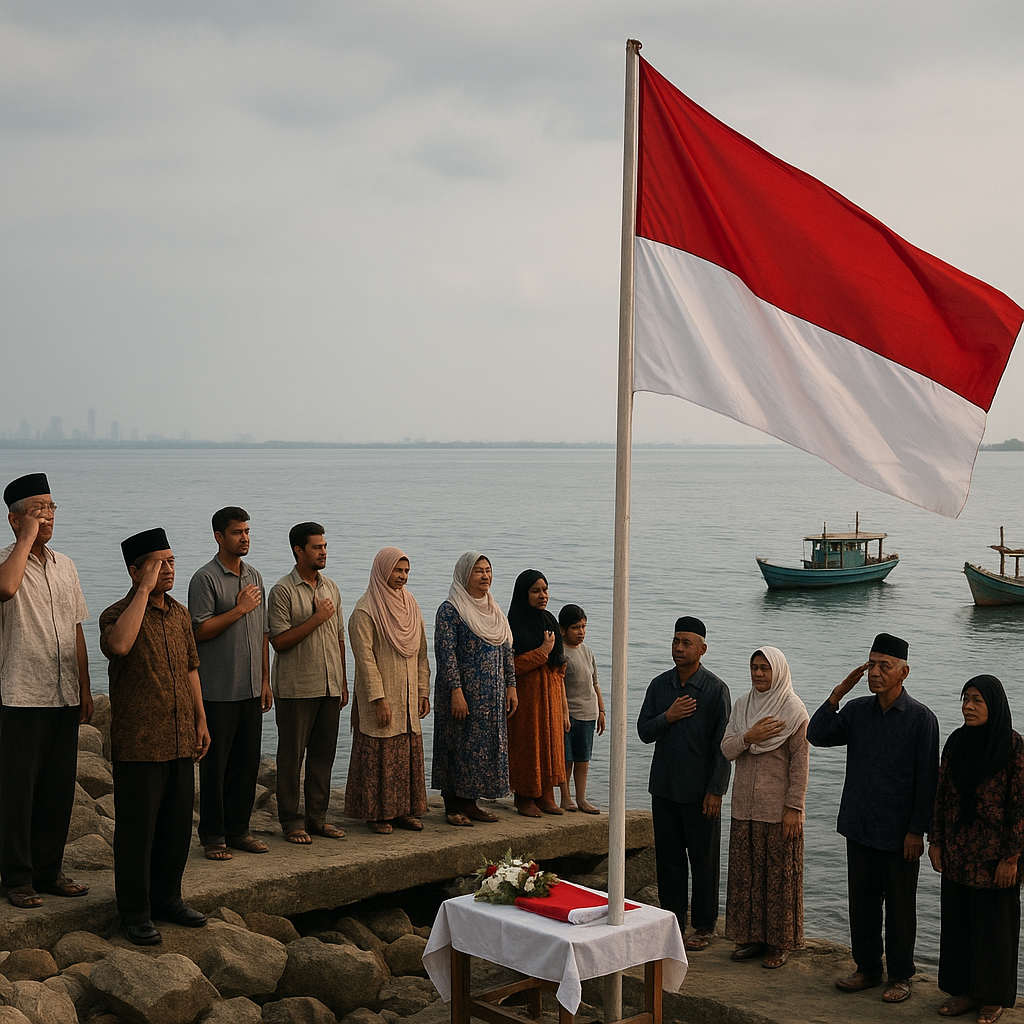 Merah Putih di Ujung Tiang: Warga Kepulauan Riau Kibarkan Bendera 100 Meter dari Singapura