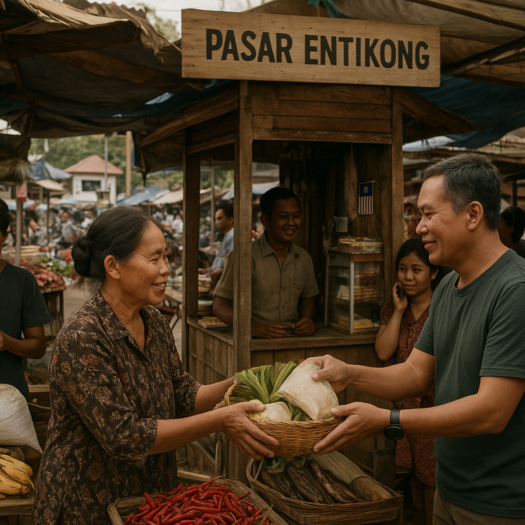 Kios Komunikasi dan Barter Warga Perbatasan Entikong: Pasar Tradisional yang Jadi Jembatan Sosial RI-Malaysia