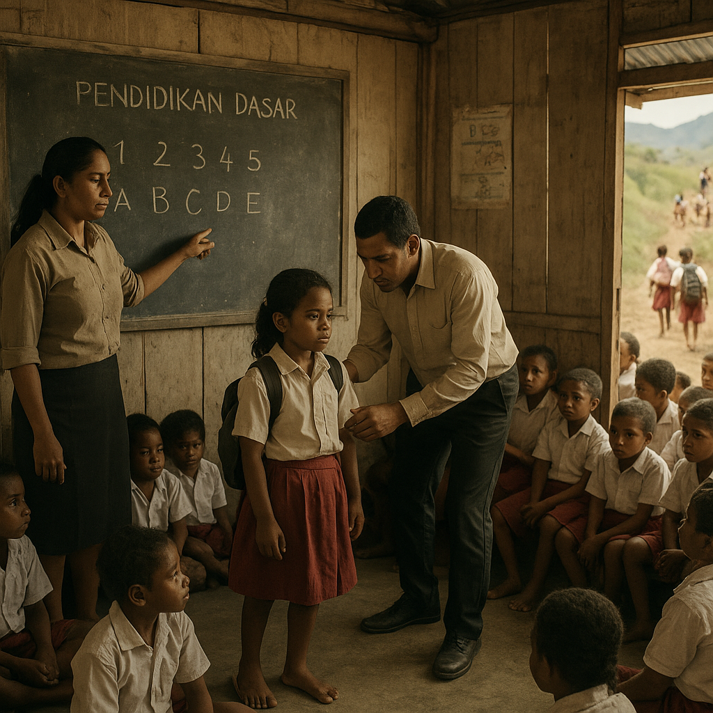 Potret SD Impres di Tapal Batas: Guru Mengajar 4 Kelas Sekaligus, Siswa Berjalan 2 Jam Lewati Bukit