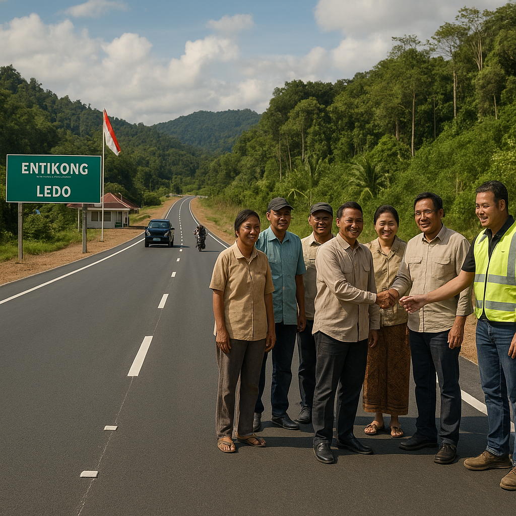 Ruas Jalan Baru Entikong-Ledo Rampung, Konektivitas Perbatasan Barat Kalimantan Meningkat