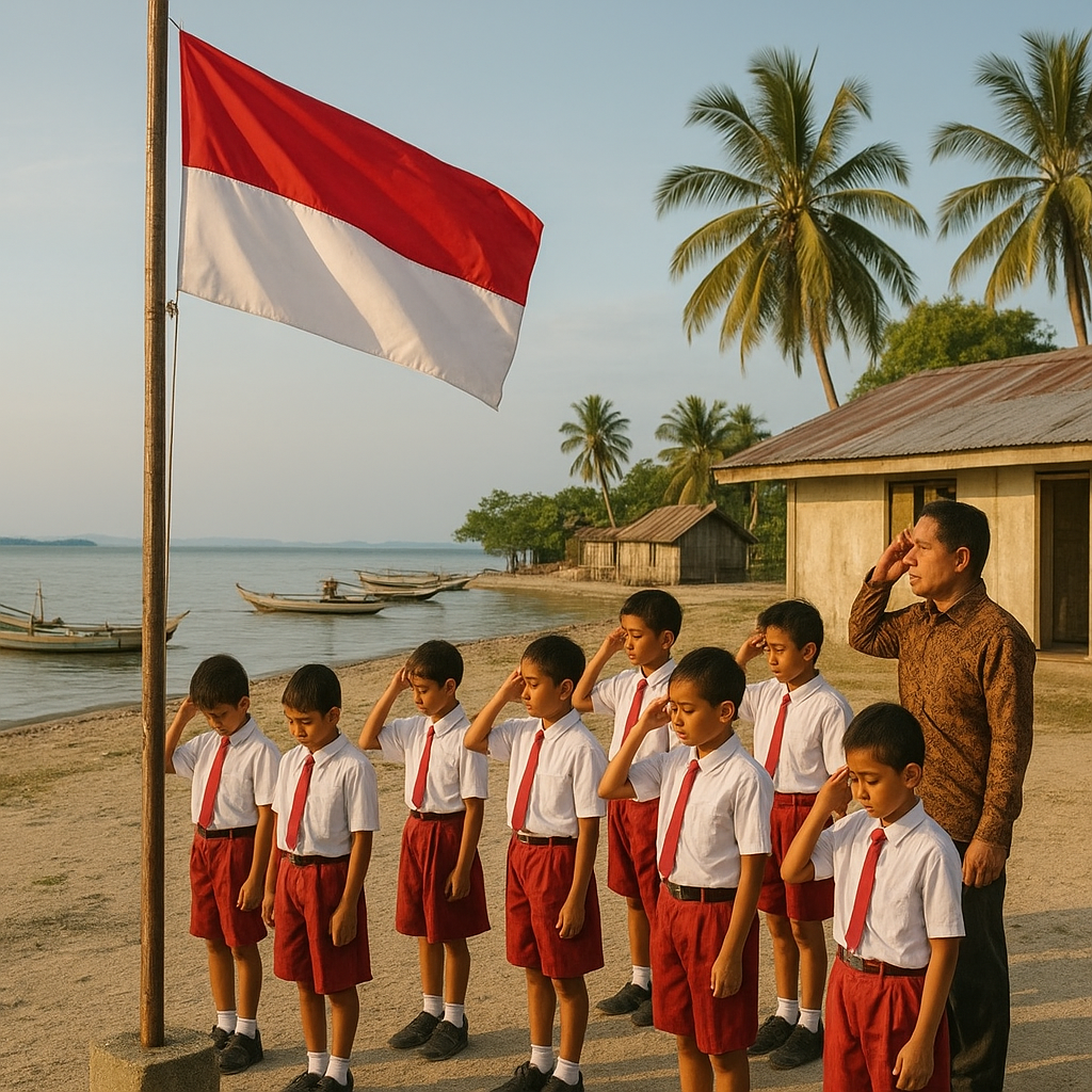 Cinta Tanah Air di Pos Terdepan: Pelajar di Pulau Marore Kibarkan Merah Putih