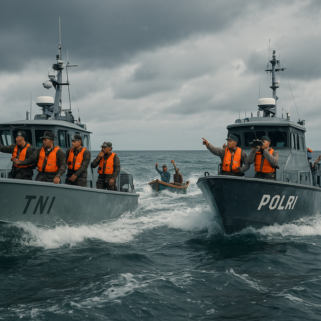 Kolaborasi Jaga Batas: TNI-Polri Pantau Laut Natuna dengan Kapal Patroli