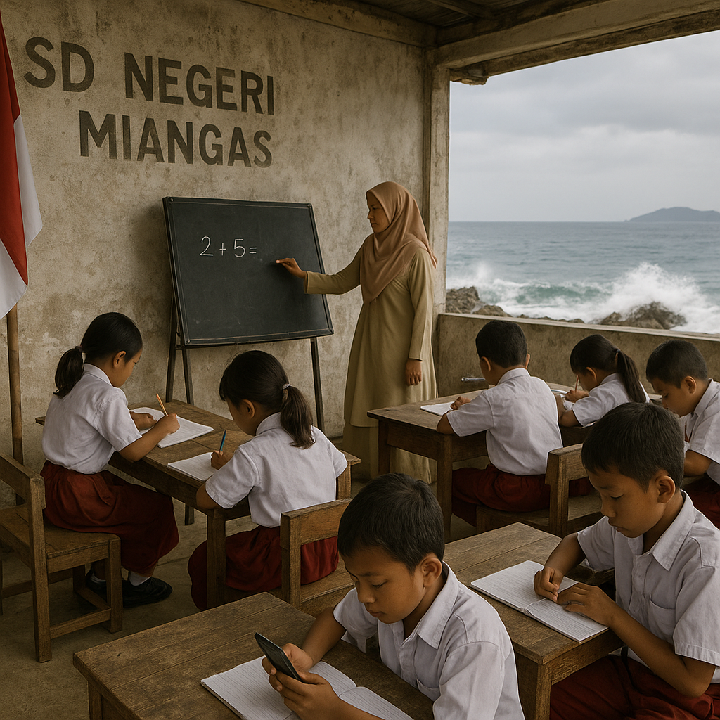 Sekolah Tapal Batas Miangas: Belajar Matematika dengan Bunyi Ombak dan Ancaman Signal Hilang