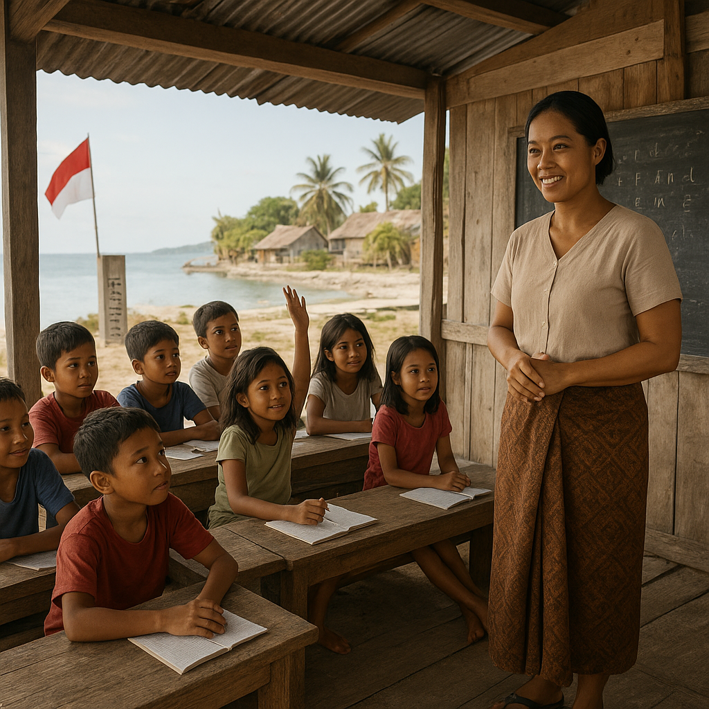 Sekolah Darurat di Pulau Kecil Perbatasan: Guru Satu, Murid 12, Semangat Tanpa Batas